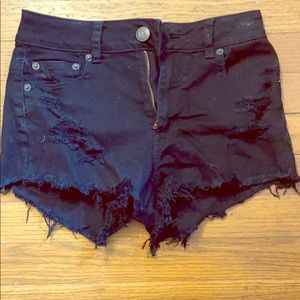 Black fringy shorts